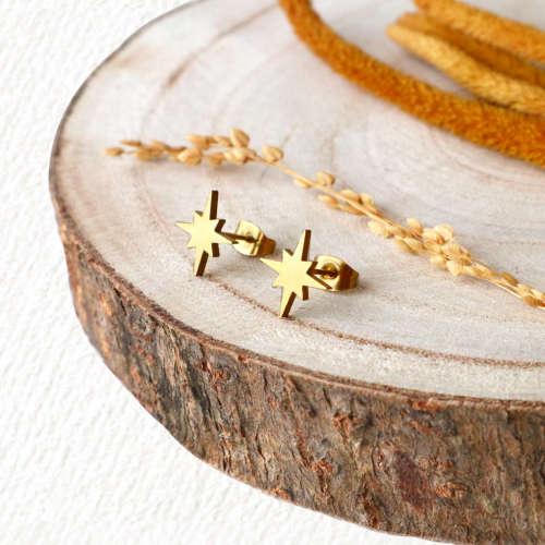 pendientes edelweiss dorados
