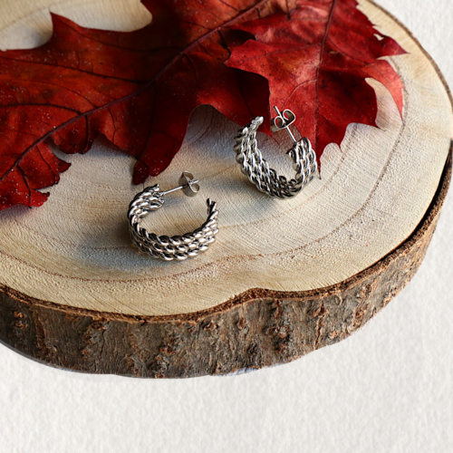 pendientes aro triple trenzado