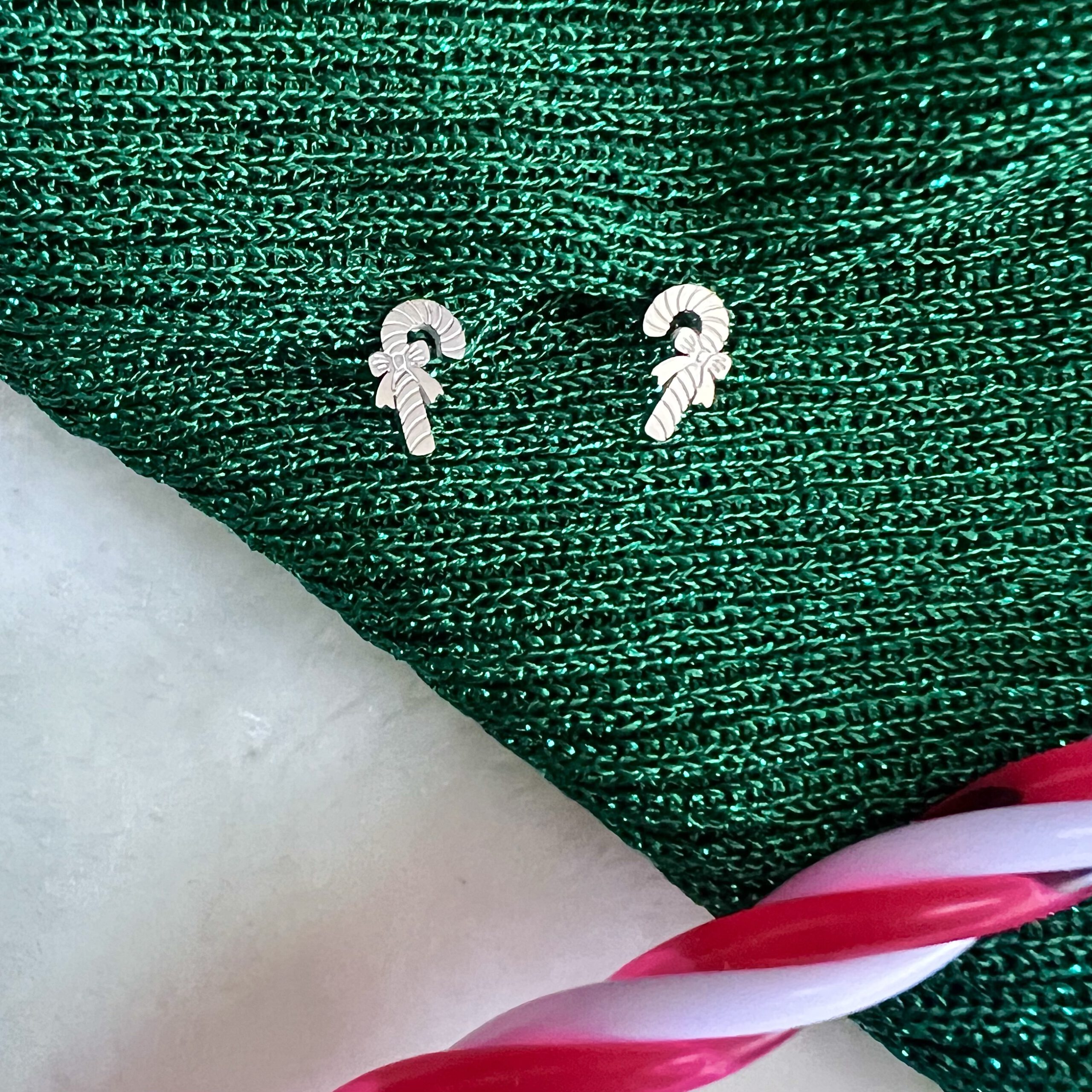 Pendientes Bastón Plateados