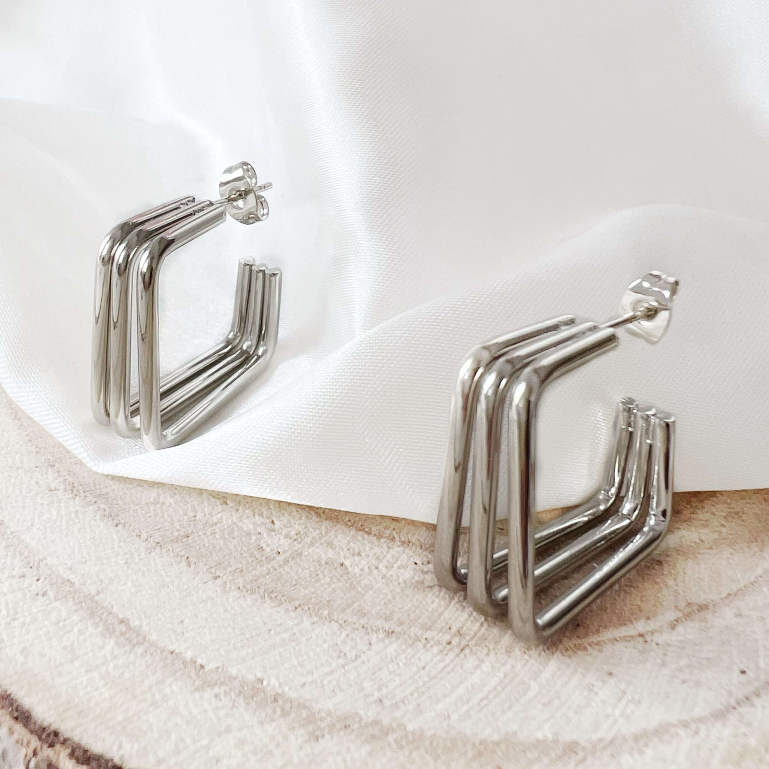 Pendientes Square plateados