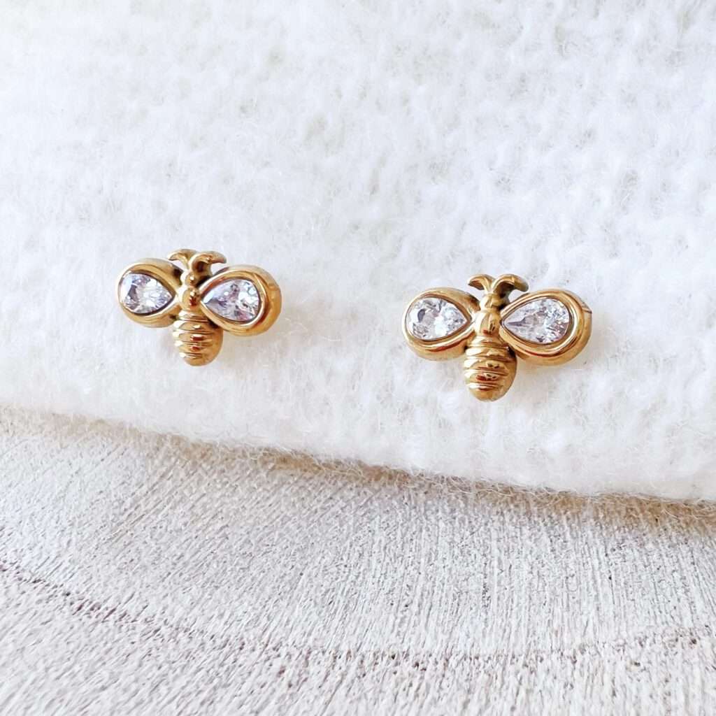 pendientes abejas dorados