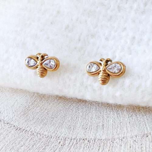 pendientes abejas dorados